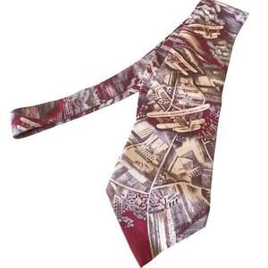 Vintage Burgundy Brown Biplane Airplane Men’s Tie Museum of Fine Arts Boston